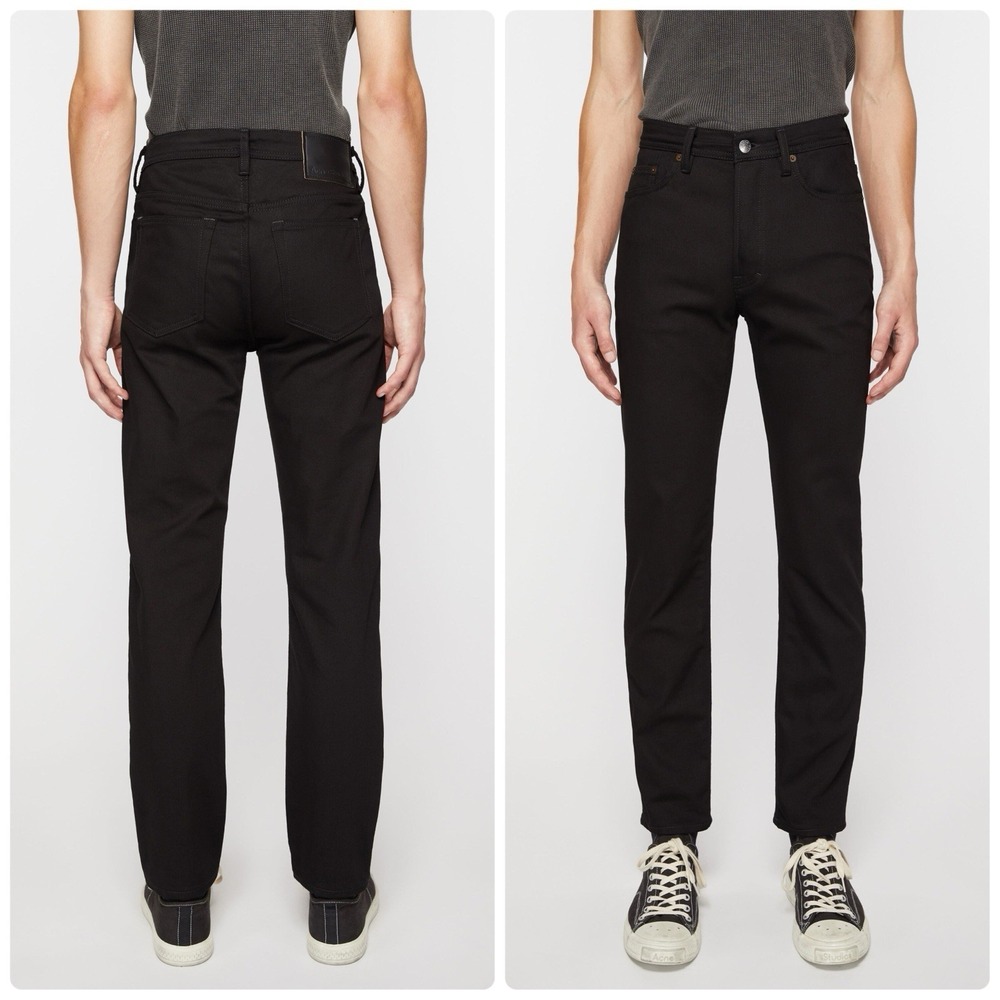 Acne Studios Men's Slim Fit Jeans Size 30 32 River Stay Black Button Fly Tapered